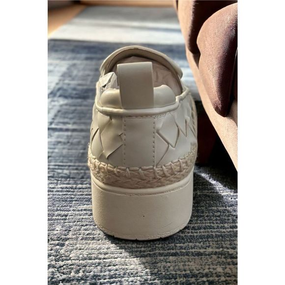 Franco Sarto Size 9 Woven Faux Leather Platform Flat Slip On Shoes New in Box - Picture 3 of 5